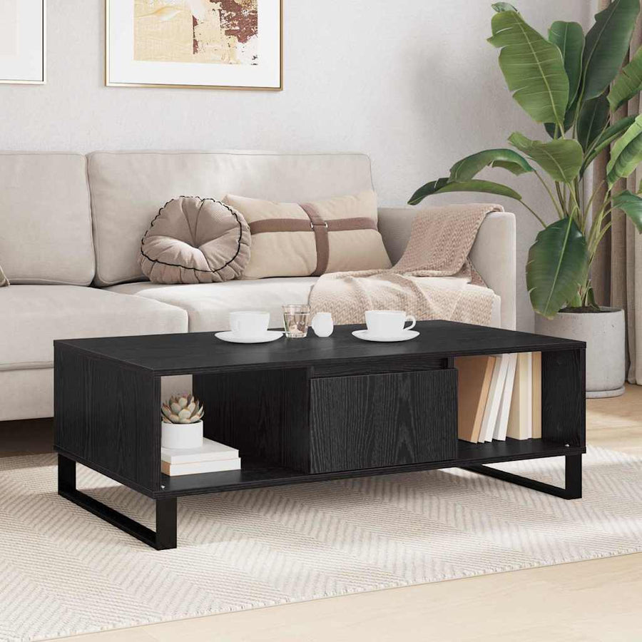 Salontafel Zwart eiken 104 x 60 x 35 cm Bewerkt hout