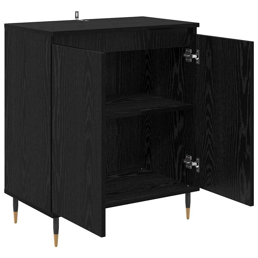 Dressoir Zwart Eiken 60 x 35 x 70 cm Bewerkt hout
