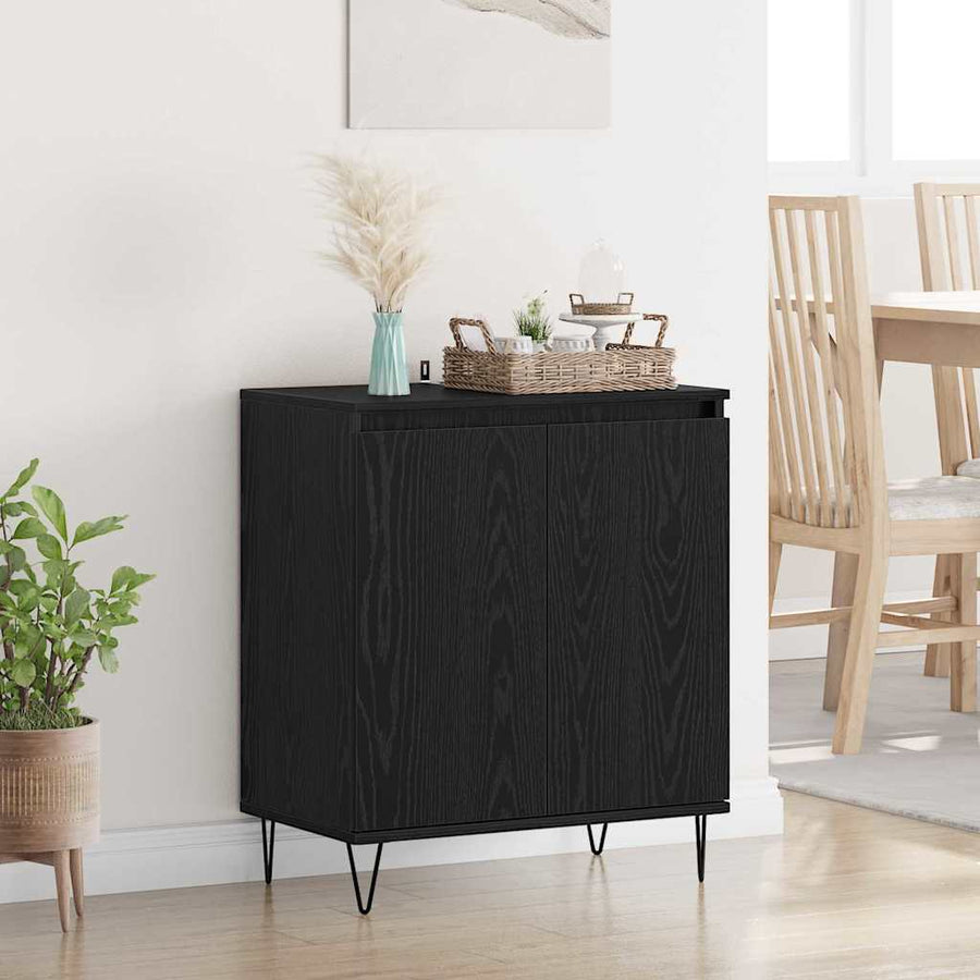 Dressoir Zwart Eiken 60 x 35 x 70 cm Bewerkt hout