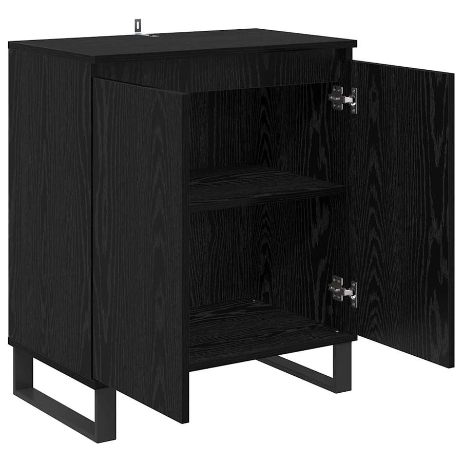 Dressoir Zwart Eiken 60 x 35 x 70 cm Bewerkt hout