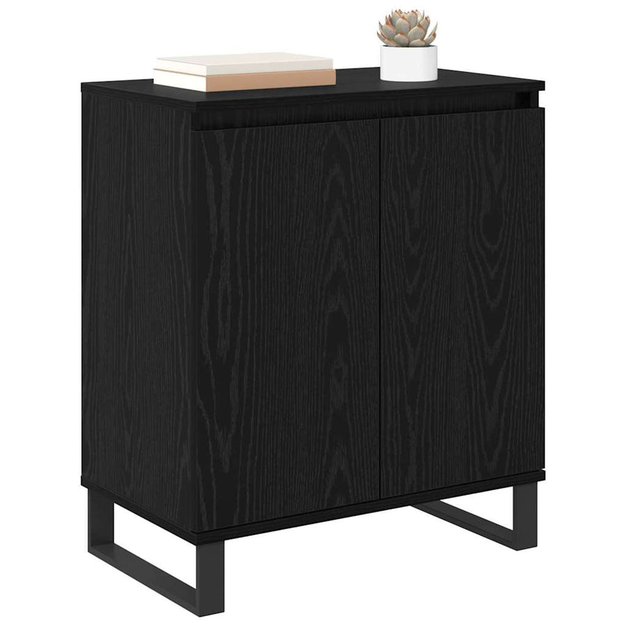 Dressoir Zwart Eiken 60 x 35 x 70 cm Bewerkt hout