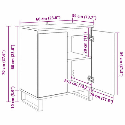 Dressoir Zwart Eiken 60 x 35 x 70 cm Bewerkt hout