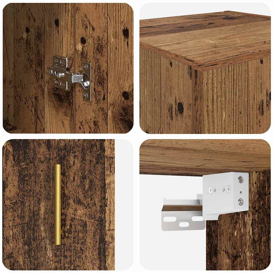 Wandkast Oud Hout 34,5 x 34 x 90 cm Bewerkt hout
