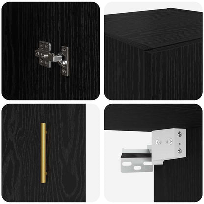 Wandkast Zwart Eiken 34,5 x 34 x 90 cm Bewerkt hout