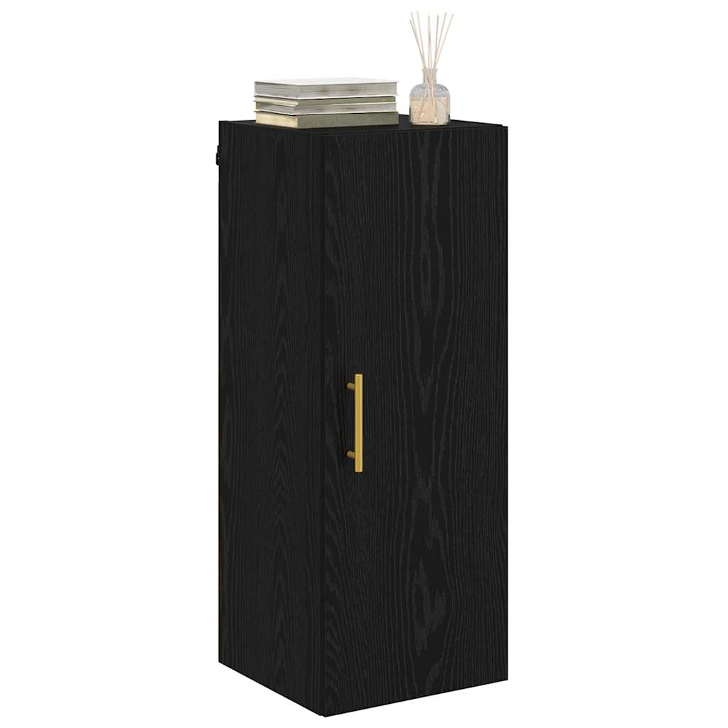 Wandkast Zwart Eiken 34,5 x 34 x 90 cm Bewerkt hout