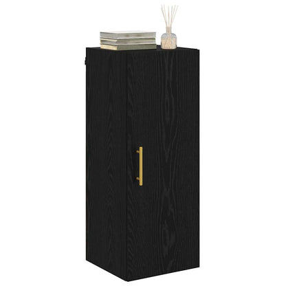 Wandkast Zwart Eiken 34,5 x 34 x 90 cm Bewerkt hout