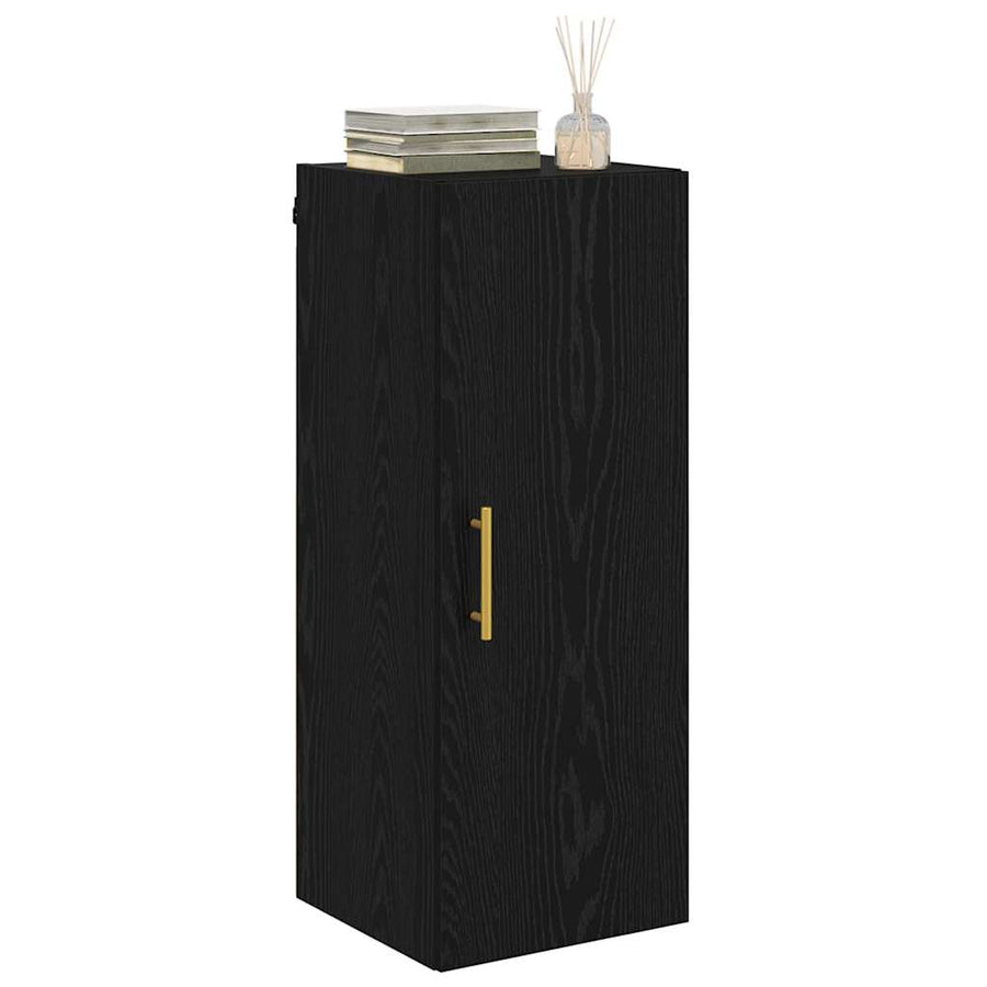 Wandkast Zwart Eiken 34,5 x 34 x 90 cm Bewerkt hout