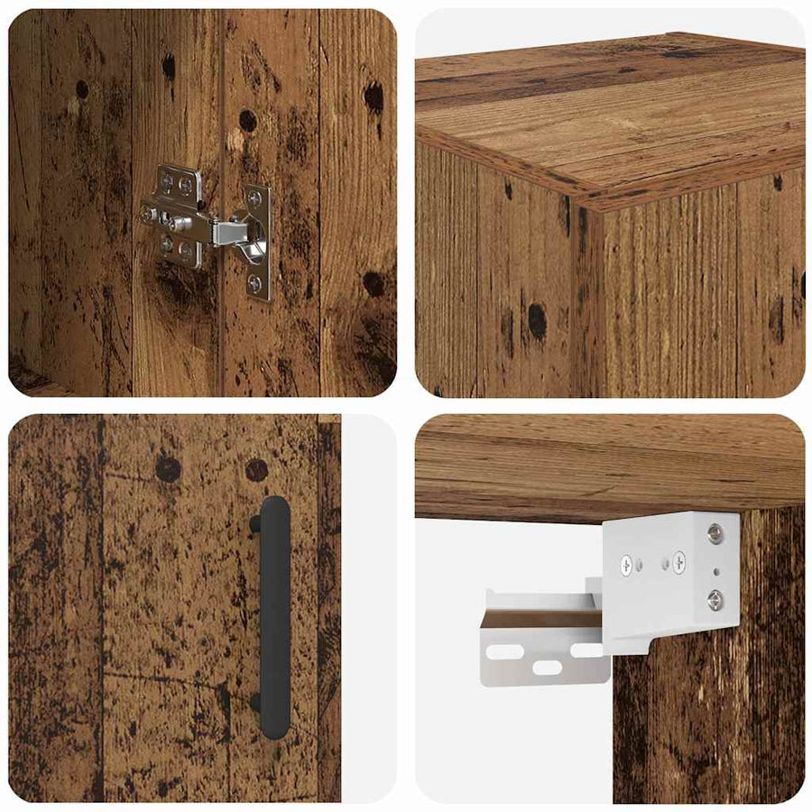 Wandkast Oud Hout 34,5 x 34 x 90 cm Bewerkt hout