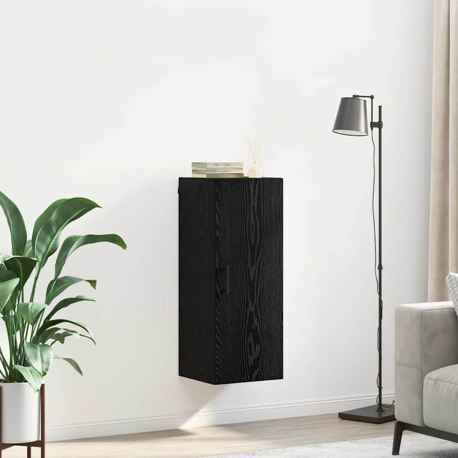 Wandkast Zwart Eiken 34,5 x 34 x 90 cm Bewerkt hout
