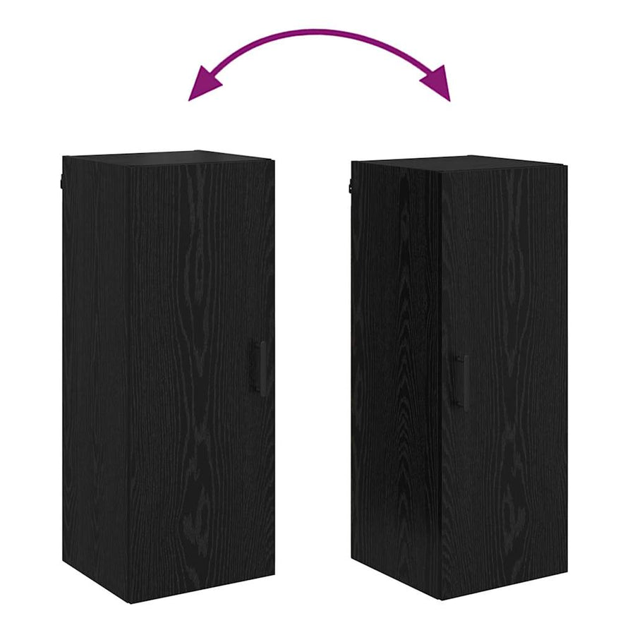 Wandkast Zwart Eiken 34,5 x 34 x 90 cm Bewerkt hout