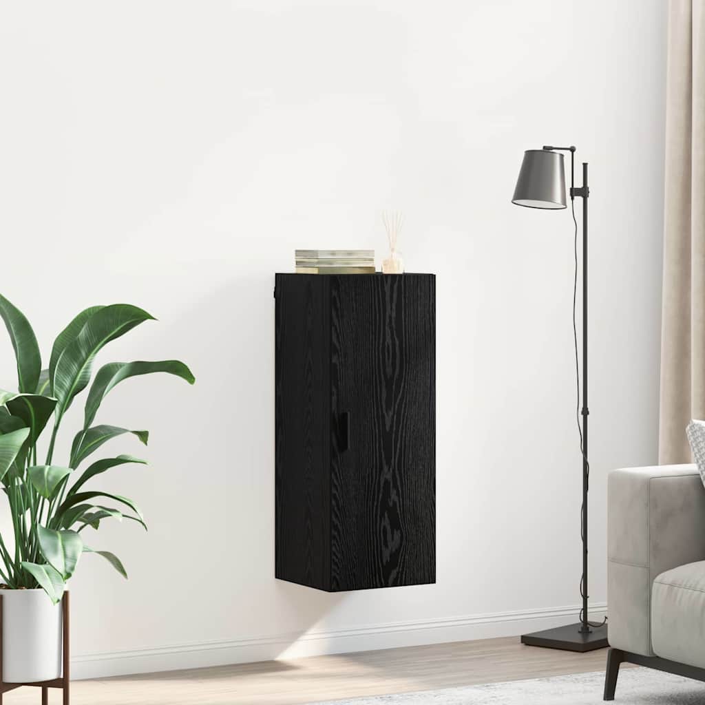 Wandkast Zwart Eiken 34,5 x 34 x 90 cm Bewerkt hout