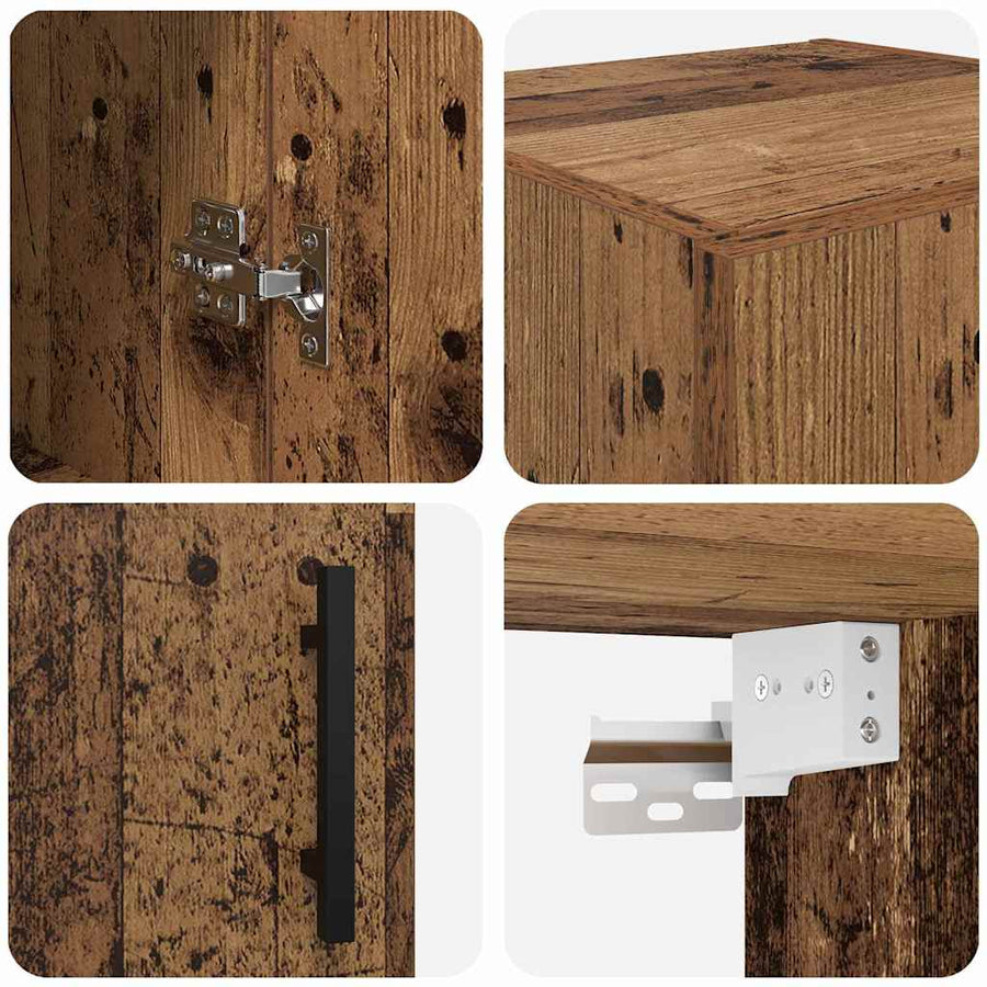 Wandkast Oud Hout 34,5 x 34 x 90 cm Bewerkt hout