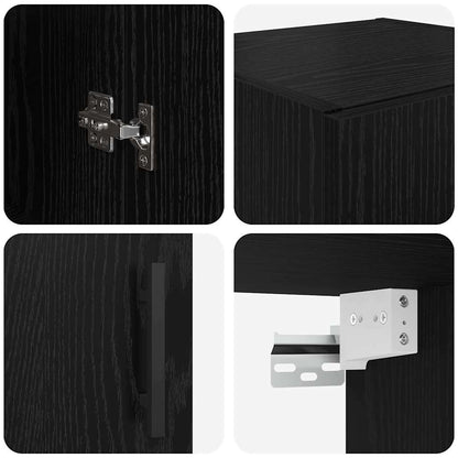 Wandkast Zwart Eiken 34,5 x 34 x 90 cm Bewerkt hout