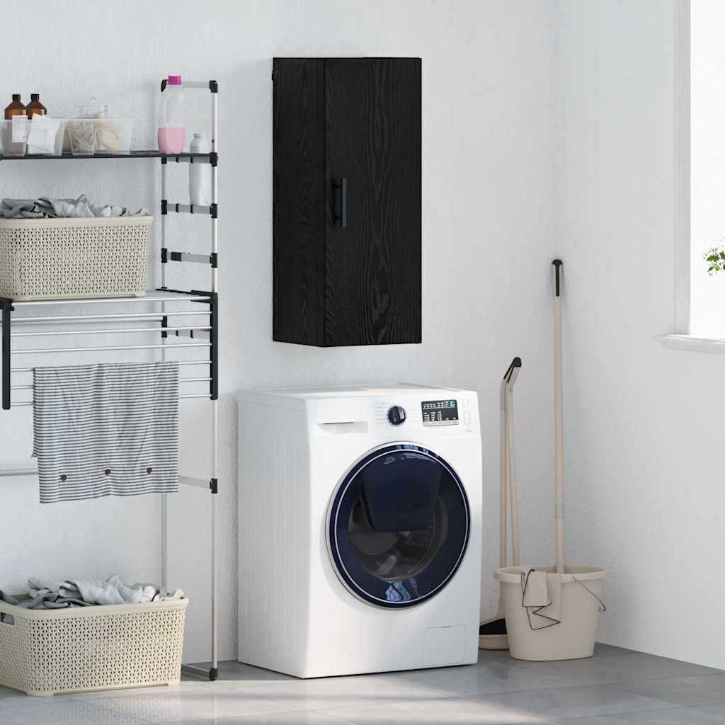 Wandkast Zwart Eiken 34,5 x 34 x 90 cm Bewerkt hout