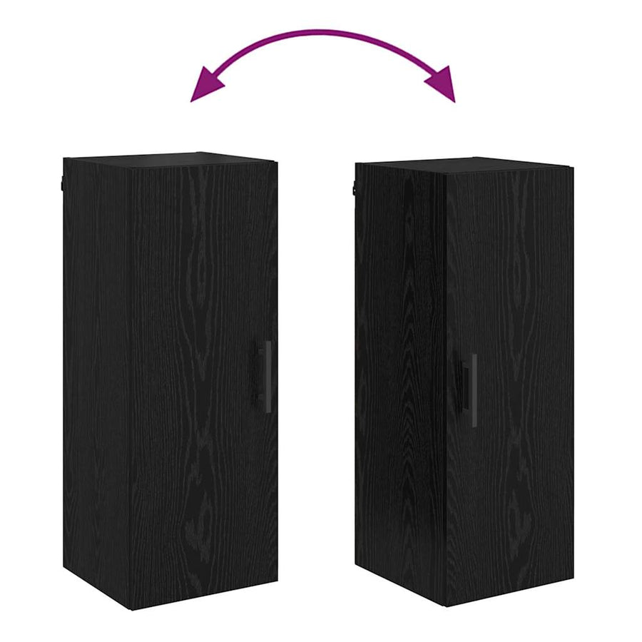 Wandkast Zwart Eiken 34,5 x 34 x 90 cm Bewerkt hout