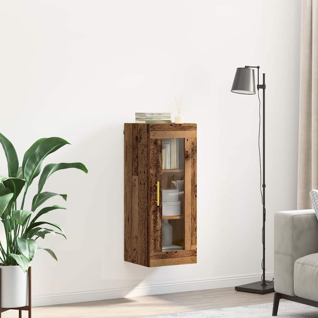 Wandkast Oud Hout 34,5 x 34 x 90 cm Geengineerd Hout en Glas