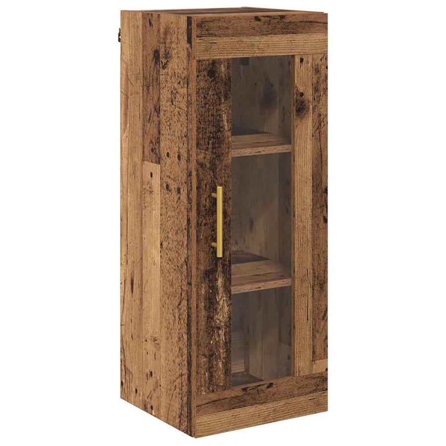 Wandkast Oud Hout 34,5 x 34 x 90 cm Geengineerd Hout en Glas
