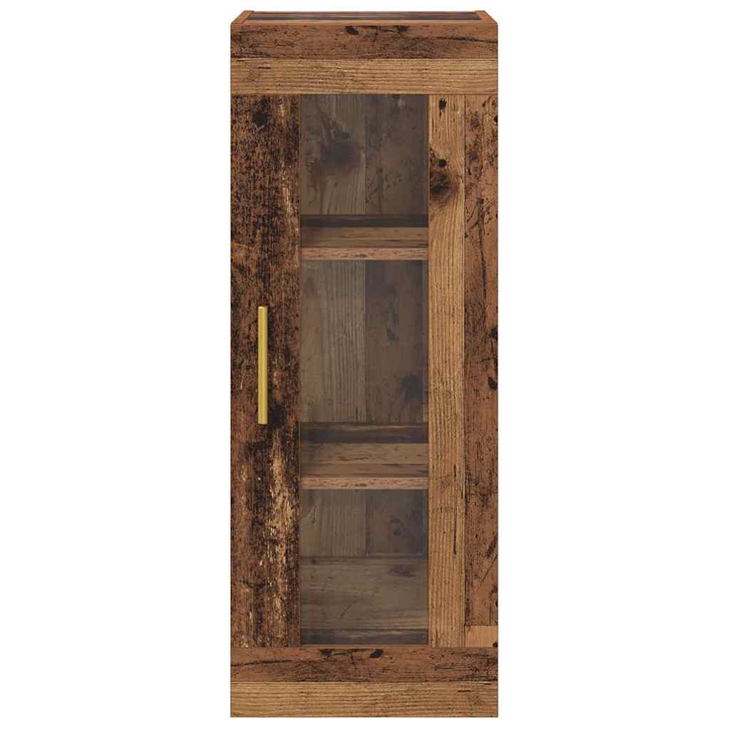 Wandkast Oud Hout 34,5 x 34 x 90 cm Geengineerd Hout en Glas