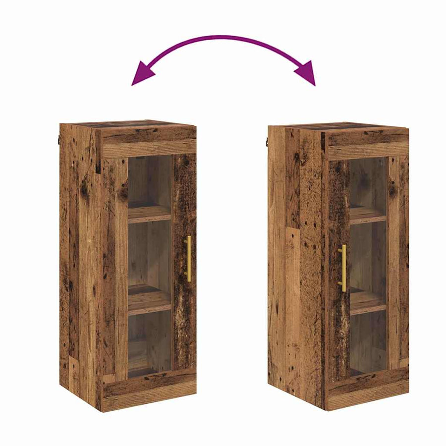 Wandkast Oud Hout 34,5 x 34 x 90 cm Geengineerd Hout en Glas