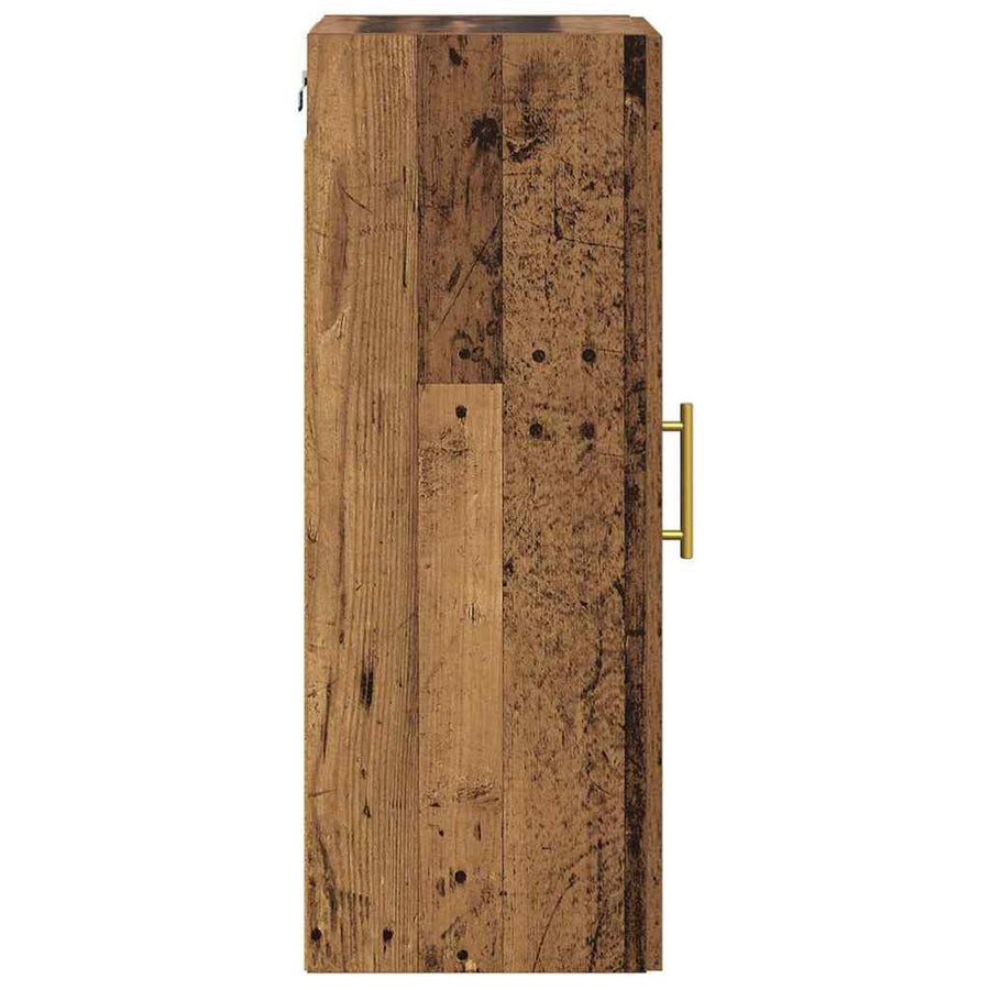 Wandkast Oud Hout 34,5 x 34 x 90 cm Geengineerd Hout en Glas