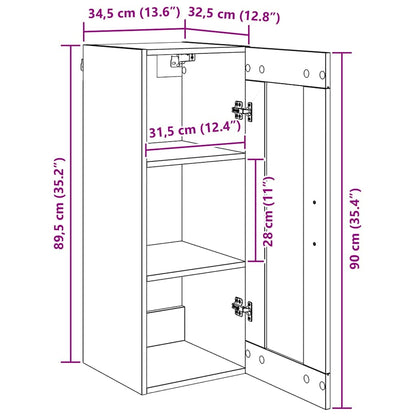 Wandkast Oud Hout 34,5 x 34 x 90 cm Geengineerd Hout en Glas