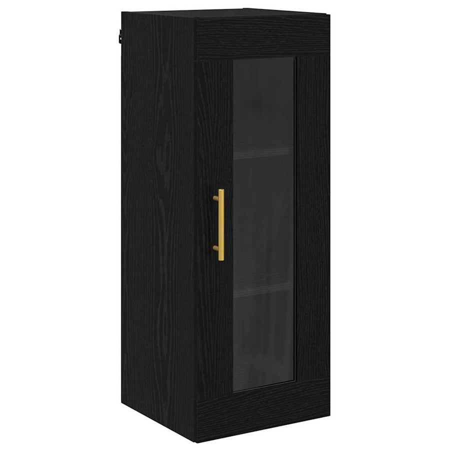 Wandkast Zwart Eiken 34,5 x 34 x 90 cm Geengineerd Hout en Glas