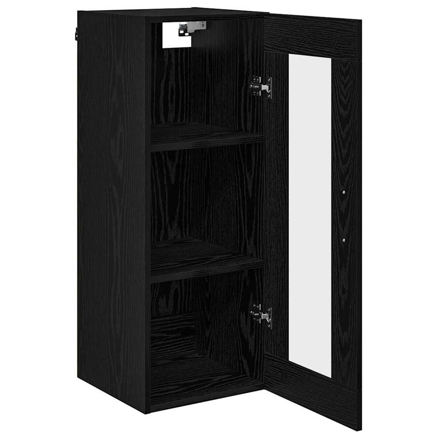 Wandkast Zwart Eiken 34,5 x 34 x 90 cm Geengineerd Hout en Glas