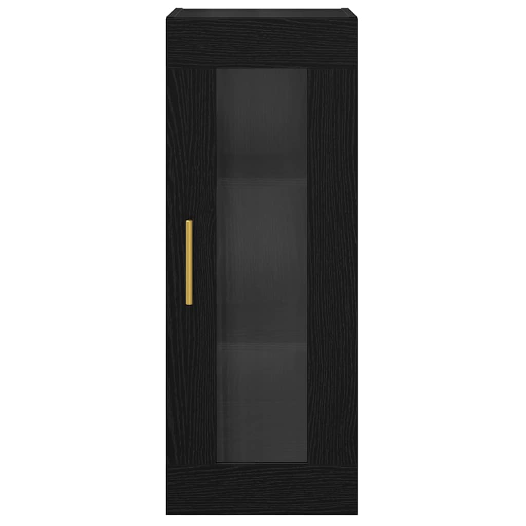 Wandkast Zwart Eiken 34,5 x 34 x 90 cm Geengineerd Hout en Glas