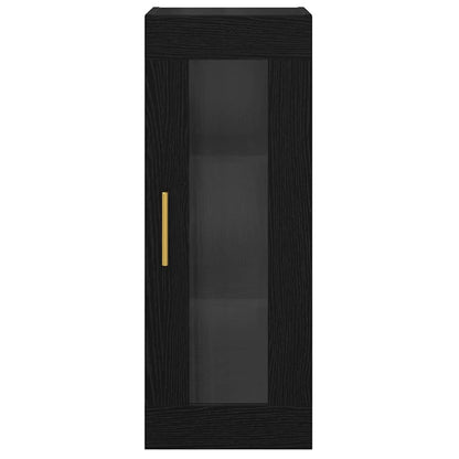 Wandkast Zwart Eiken 34,5 x 34 x 90 cm Geengineerd Hout en Glas