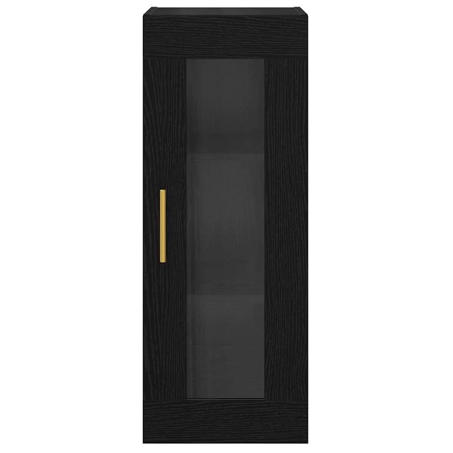 Wandkast Zwart Eiken 34,5 x 34 x 90 cm Geengineerd Hout en Glas
