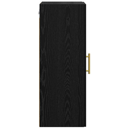 Wandkast Zwart Eiken 34,5 x 34 x 90 cm Geengineerd Hout en Glas