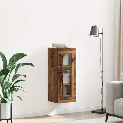 Wandkast Oud Hout 34,5 x 34 x 90 cm Geengineerd Hout en Glas