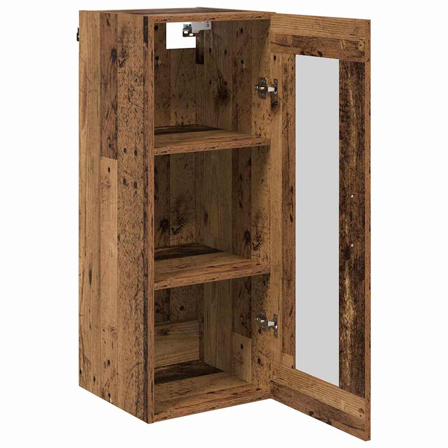 Wandkast Oud Hout 34,5 x 34 x 90 cm Geengineerd Hout en Glas