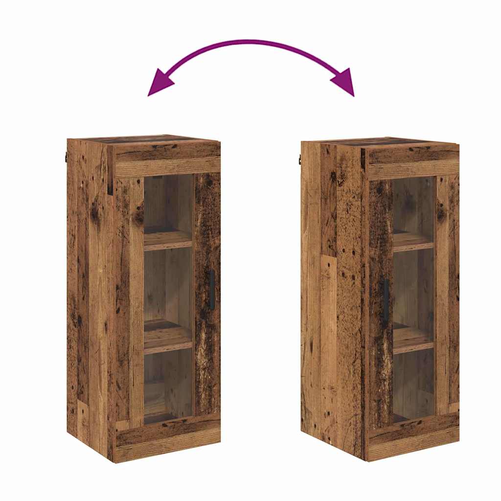 Wandkast Oud Hout 34,5 x 34 x 90 cm Geengineerd Hout en Glas