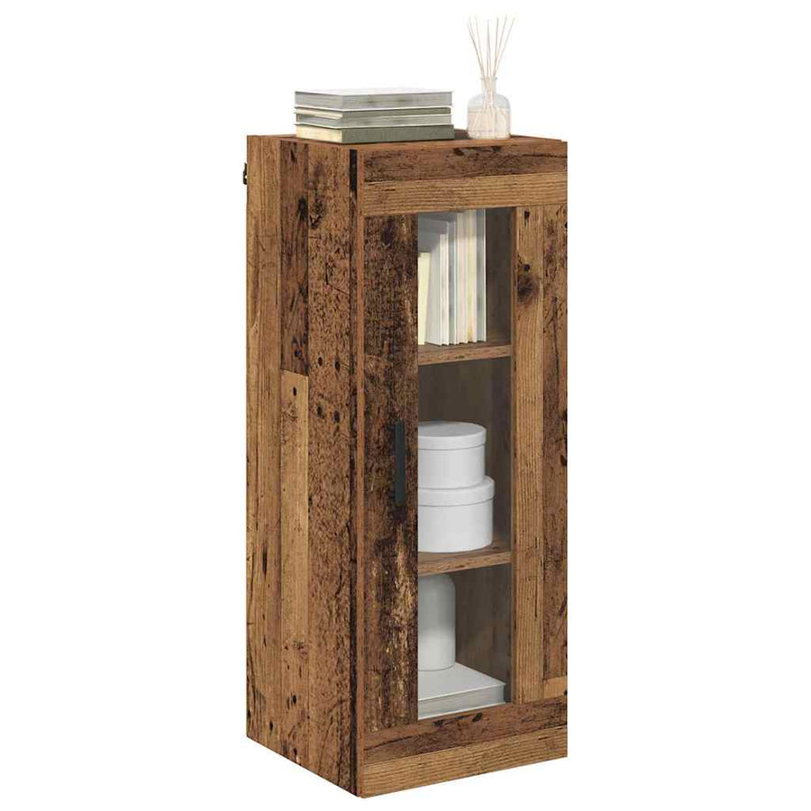 Wandkast Oud Hout 34,5 x 34 x 90 cm Geengineerd Hout en Glas