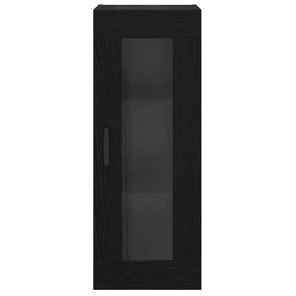 Wandkast Zwart Eiken 34,5 x 34 x 90 cm Geengineerd Hout en Glas
