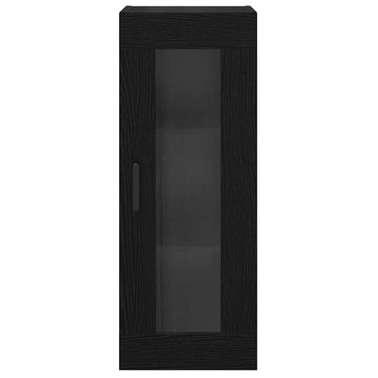 Wandkast Zwart Eiken 34,5 x 34 x 90 cm Geengineerd Hout en Glas