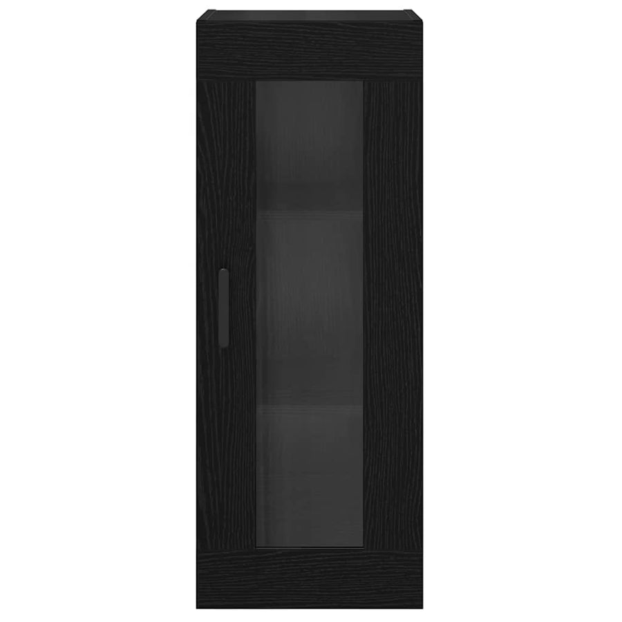 Wandkast Zwart Eiken 34,5 x 34 x 90 cm Geengineerd Hout en Glas