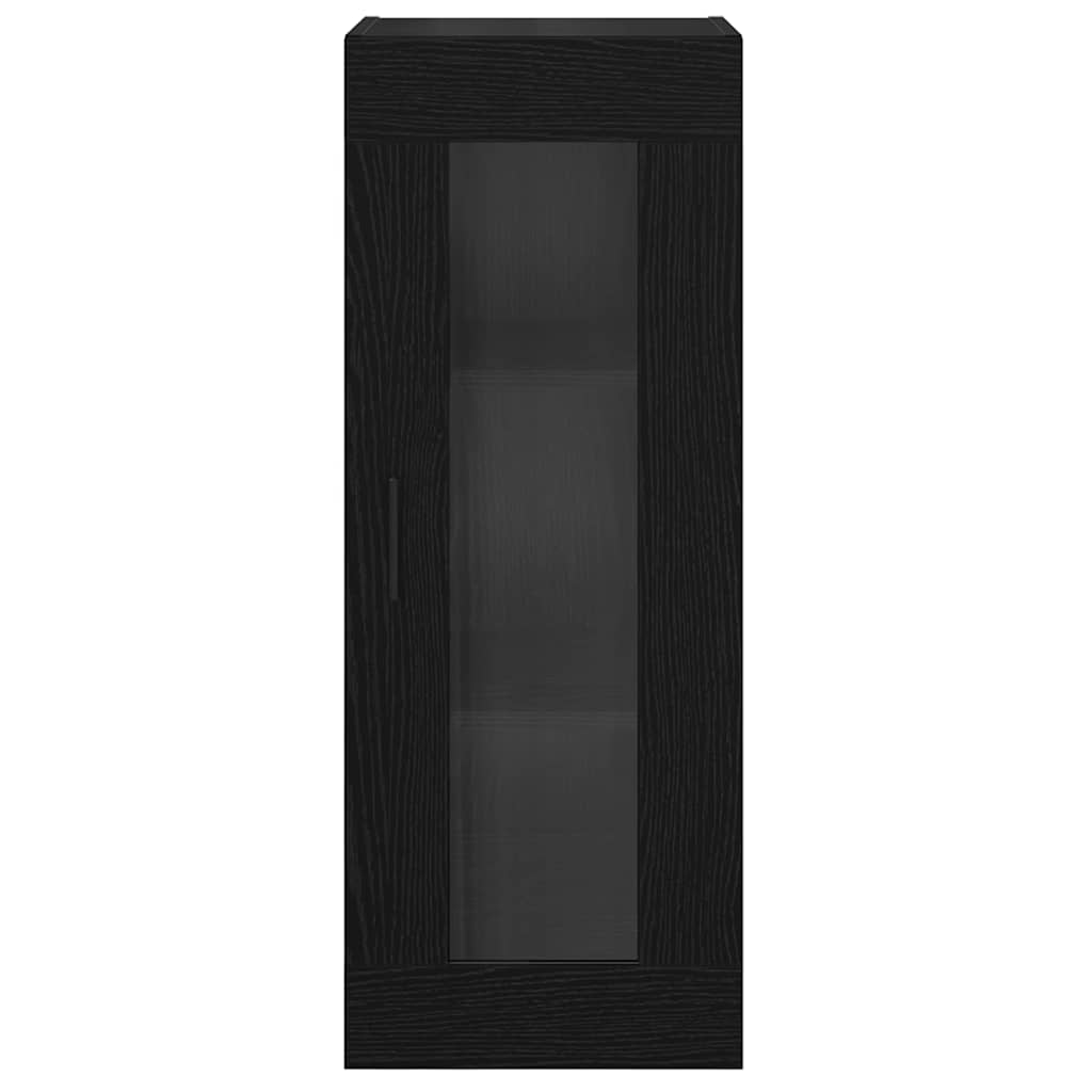 Wandkast Zwart Eiken 34,5 x 34 x 90 cm Geengineerd Hout en Glas