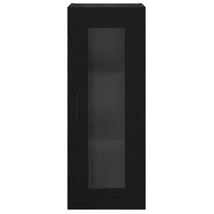 Wandkast Zwart Eiken 34,5 x 34 x 90 cm Geengineerd Hout en Glas