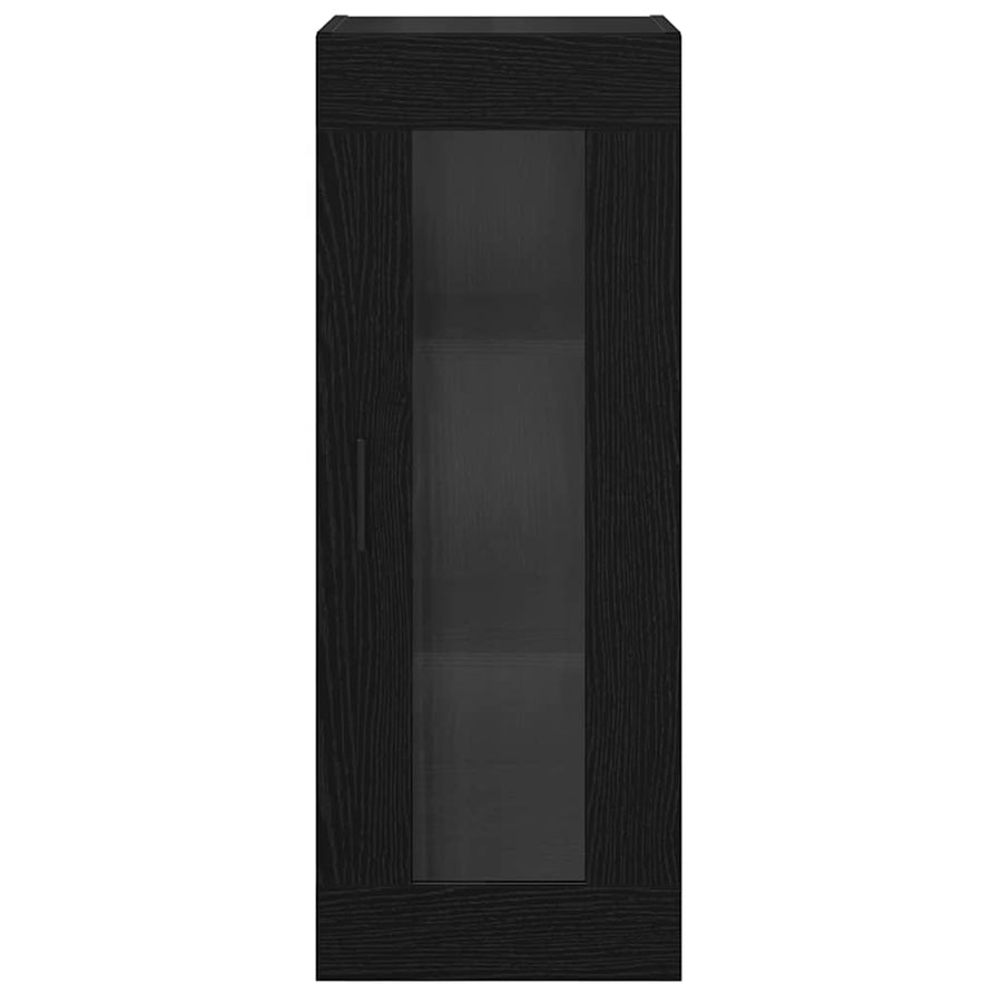 Wandkast Zwart Eiken 34,5 x 34 x 90 cm Geengineerd Hout en Glas
