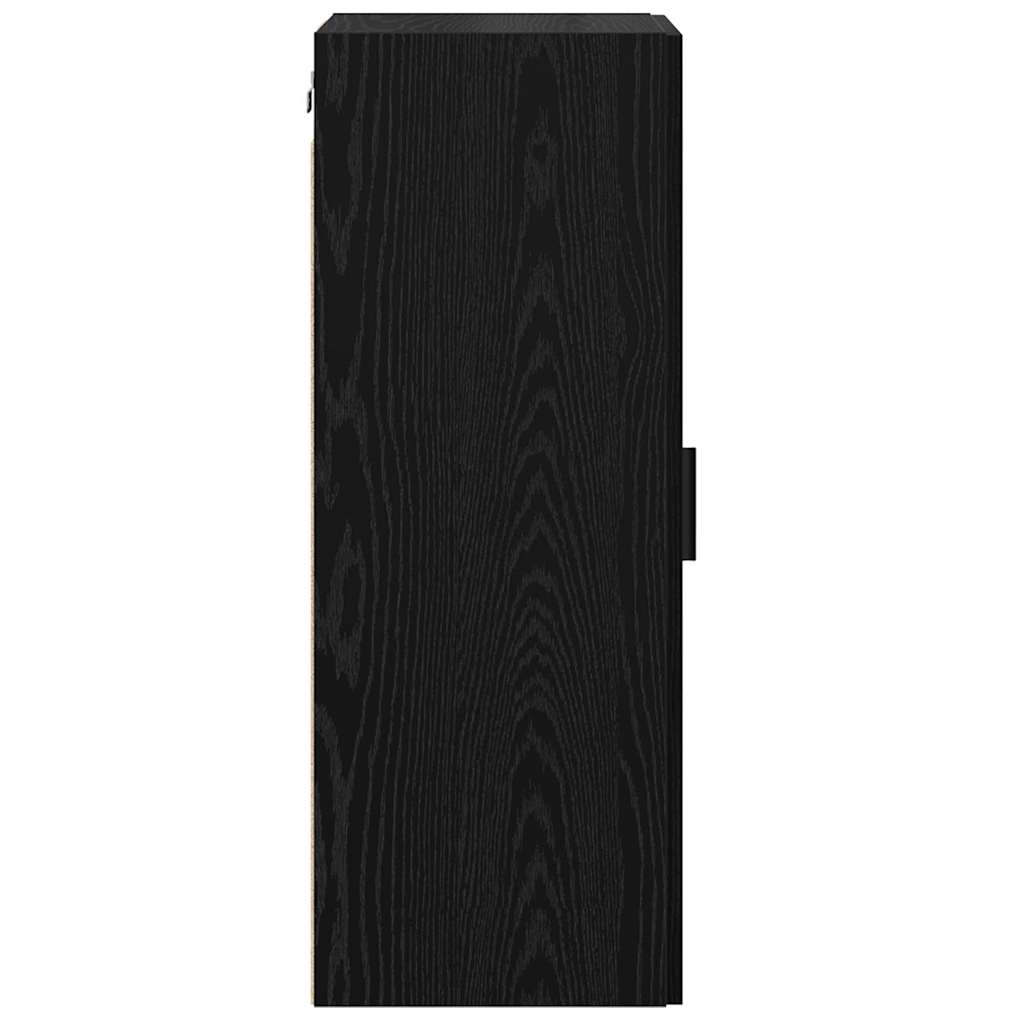 Wandkast Zwart Eiken 34,5 x 34 x 90 cm Geengineerd Hout en Glas