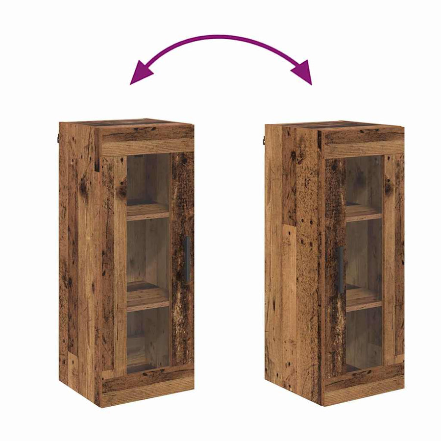 Wandkast Oud Hout 34,5 x 34 x 90 cm Geengineerd Hout en Glas