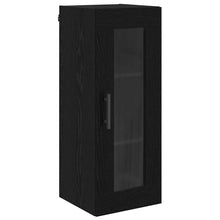 Wandkast Zwart Eiken 34,5 x 34 x 90 cm Geengineerd Hout en Glas