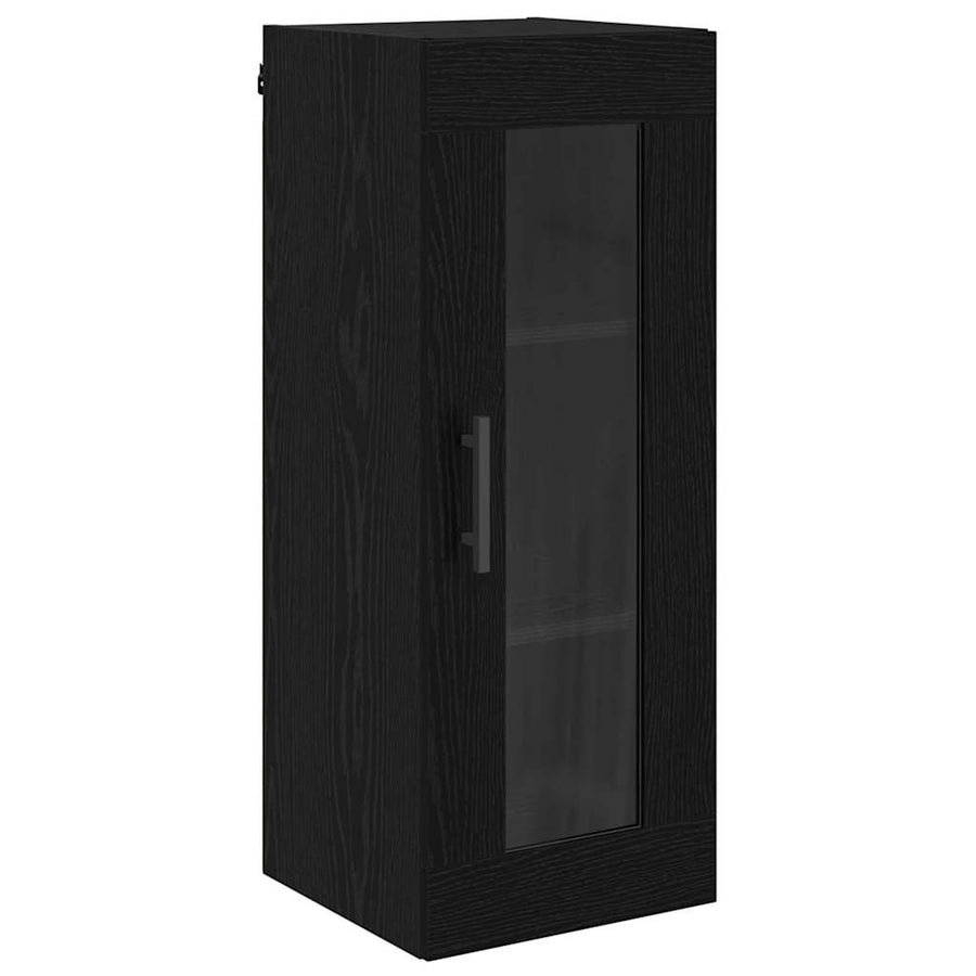 Wandkast Zwart Eiken 34,5 x 34 x 90 cm Geengineerd Hout en Glas