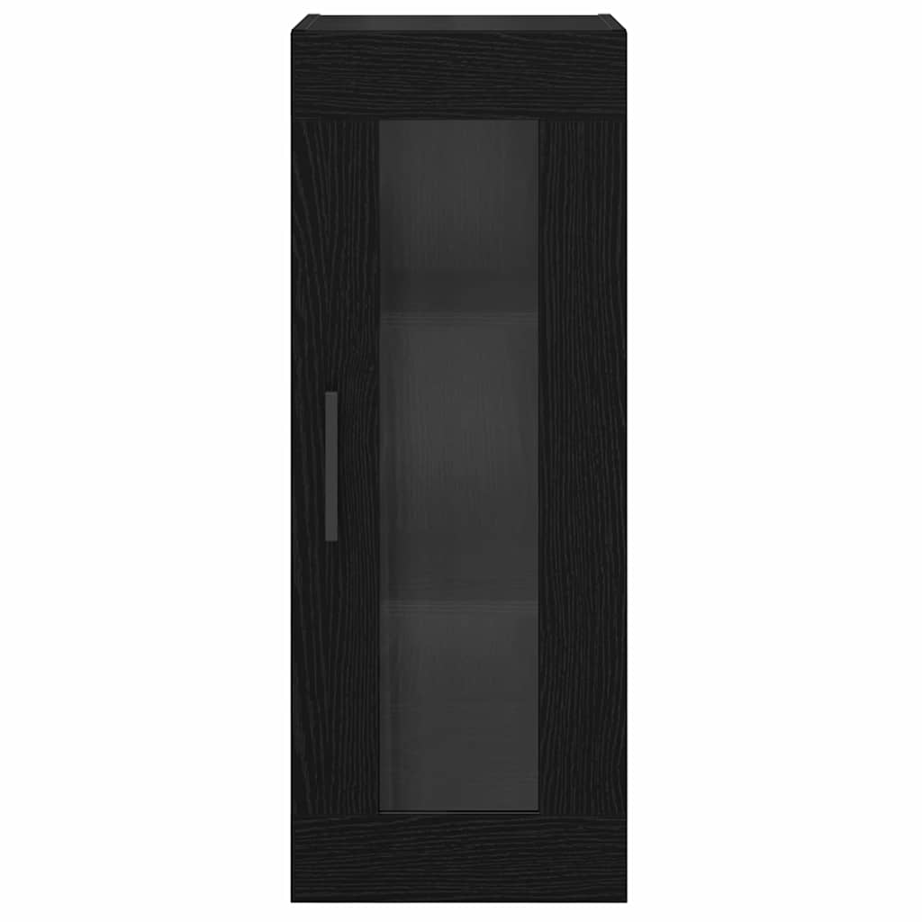 Wandkast Zwart Eiken 34,5 x 34 x 90 cm Geengineerd Hout en Glas