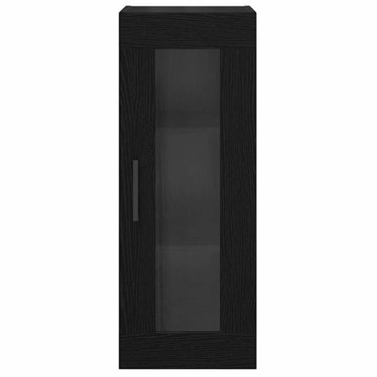 Wandkast Zwart Eiken 34,5 x 34 x 90 cm Geengineerd Hout en Glas