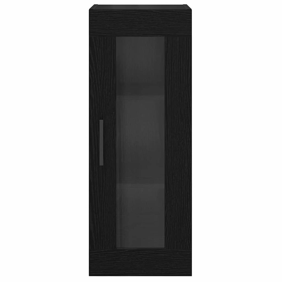 Wandkast Zwart Eiken 34,5 x 34 x 90 cm Geengineerd Hout en Glas
