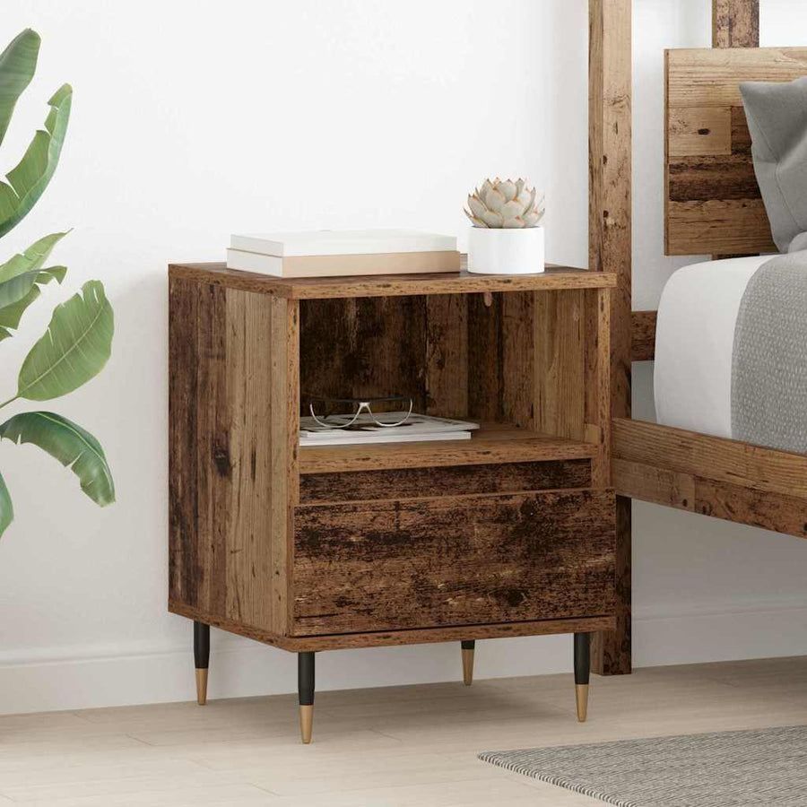 Nachtkastje met lade Oudhout 40 x 35 x 50 cm Bewerkt hout