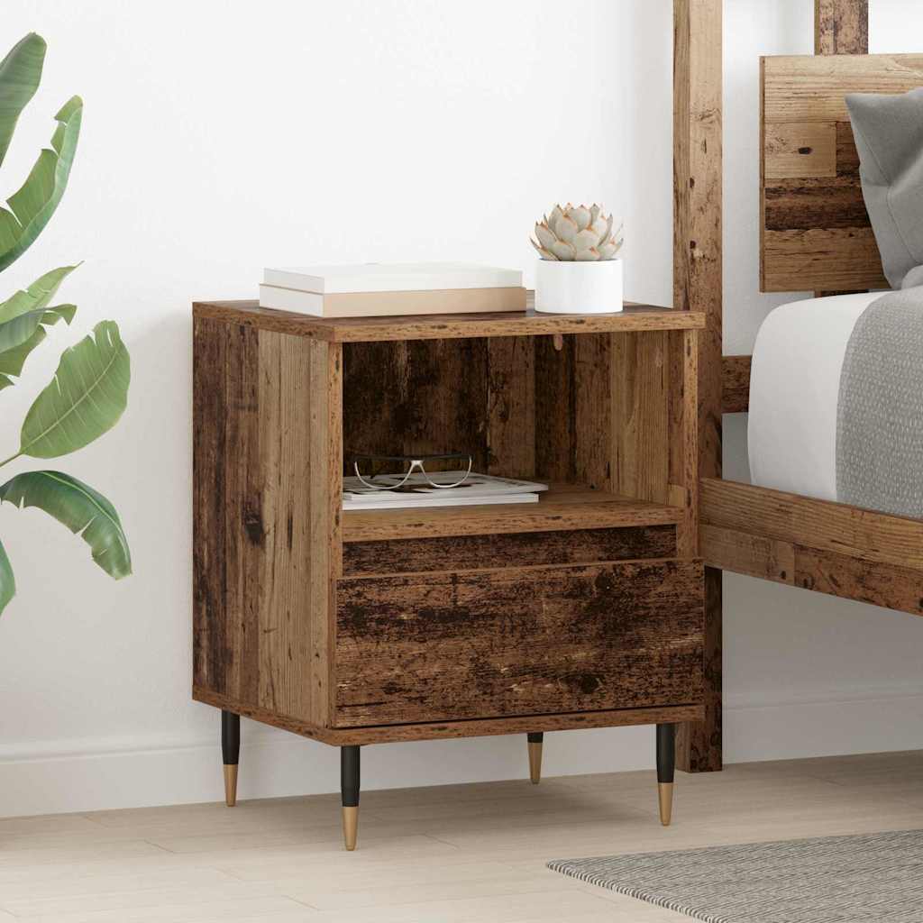 Nachtkastje met lade 2 pcs Oudhout 40 x 35 x 50 cm Bewerkt hout